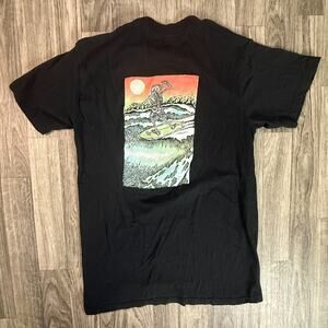 Black Skeleton Surfer Graphic Tee Surf Board Skull Wave Shirt